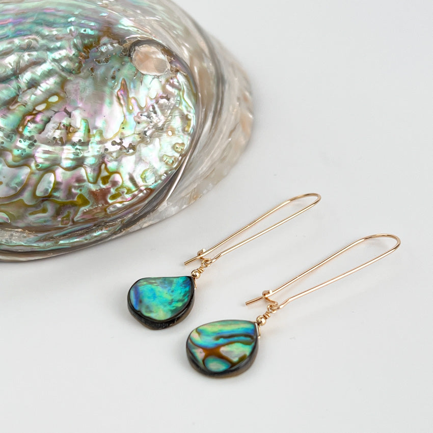 Abalone Earrings - Long Dangle Earrings for Women