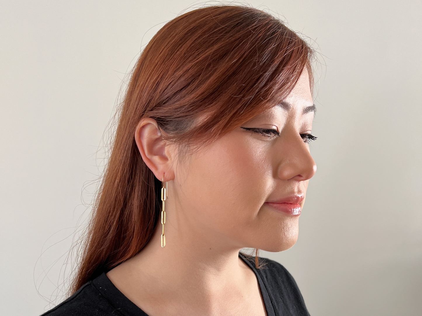 Gold Paperclip Chain Link Earrings