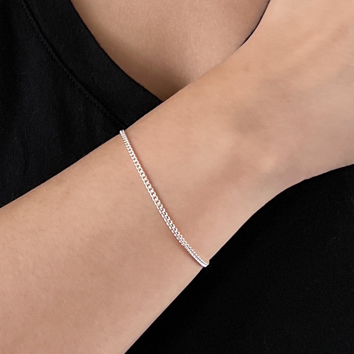 sterling silver curb chain bracelet