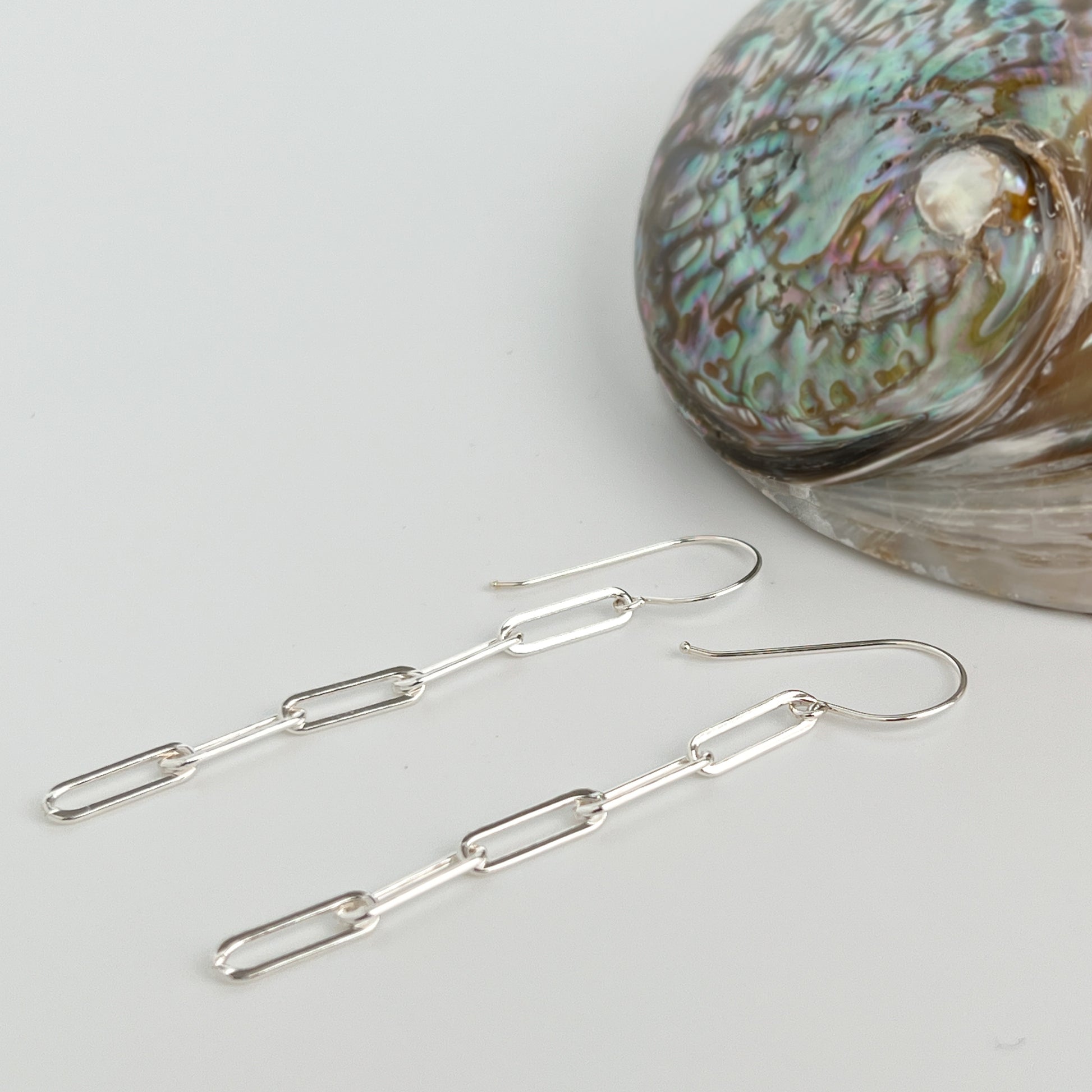 modern silver dangle earrings