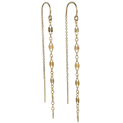 14k gold filled long chain threader earrings
