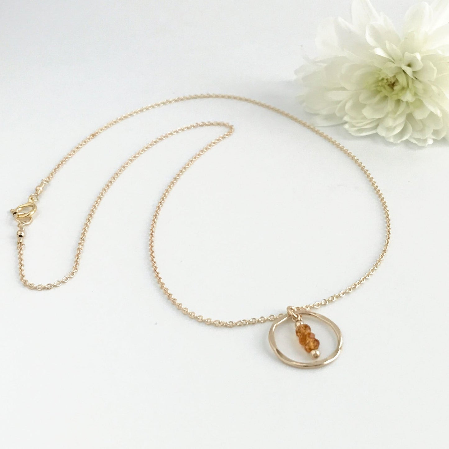 Dainty Citrine Circle Necklace