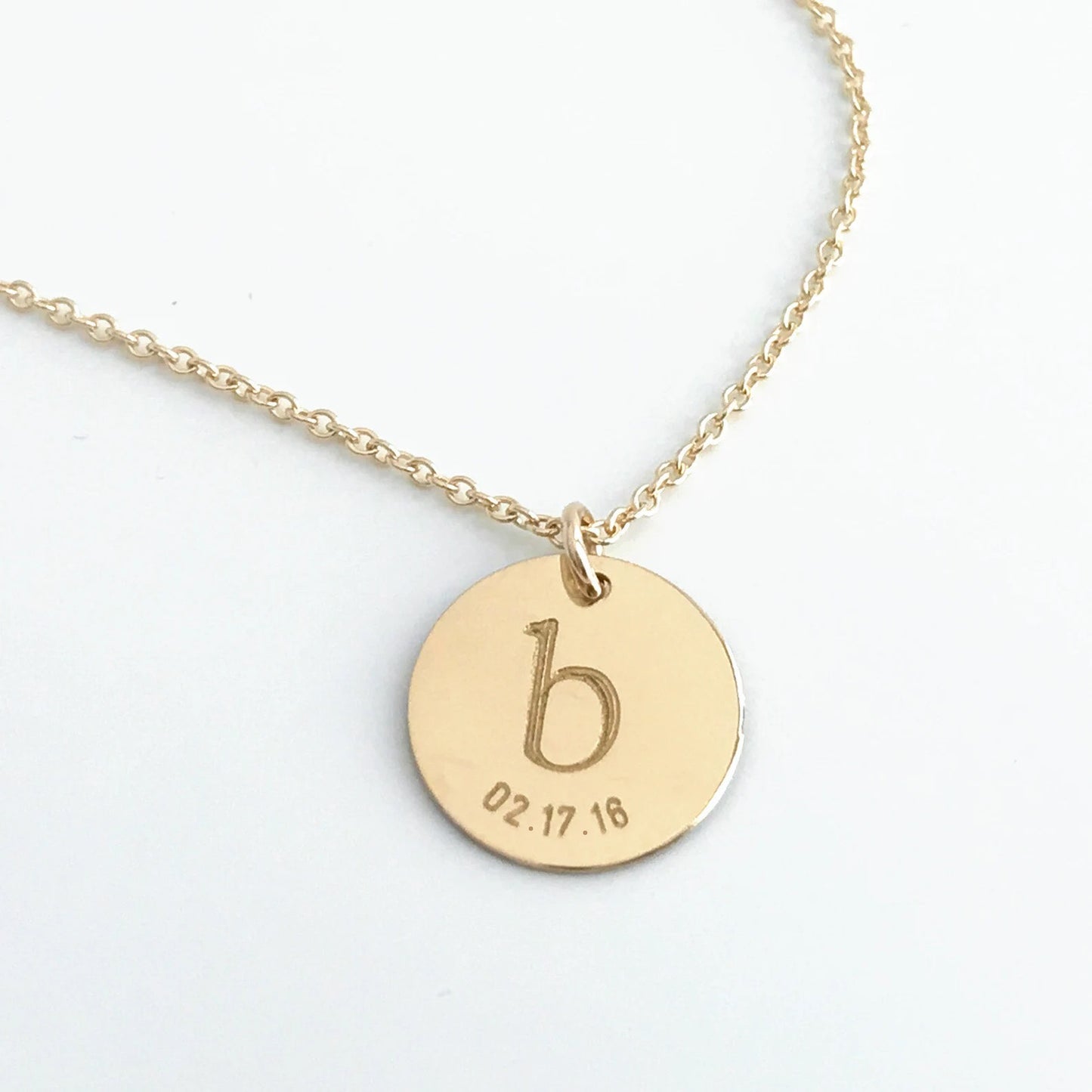 Personalized Initial and Date Disc Necklace