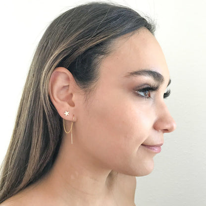 Star and Moon Double Piercing Earrings