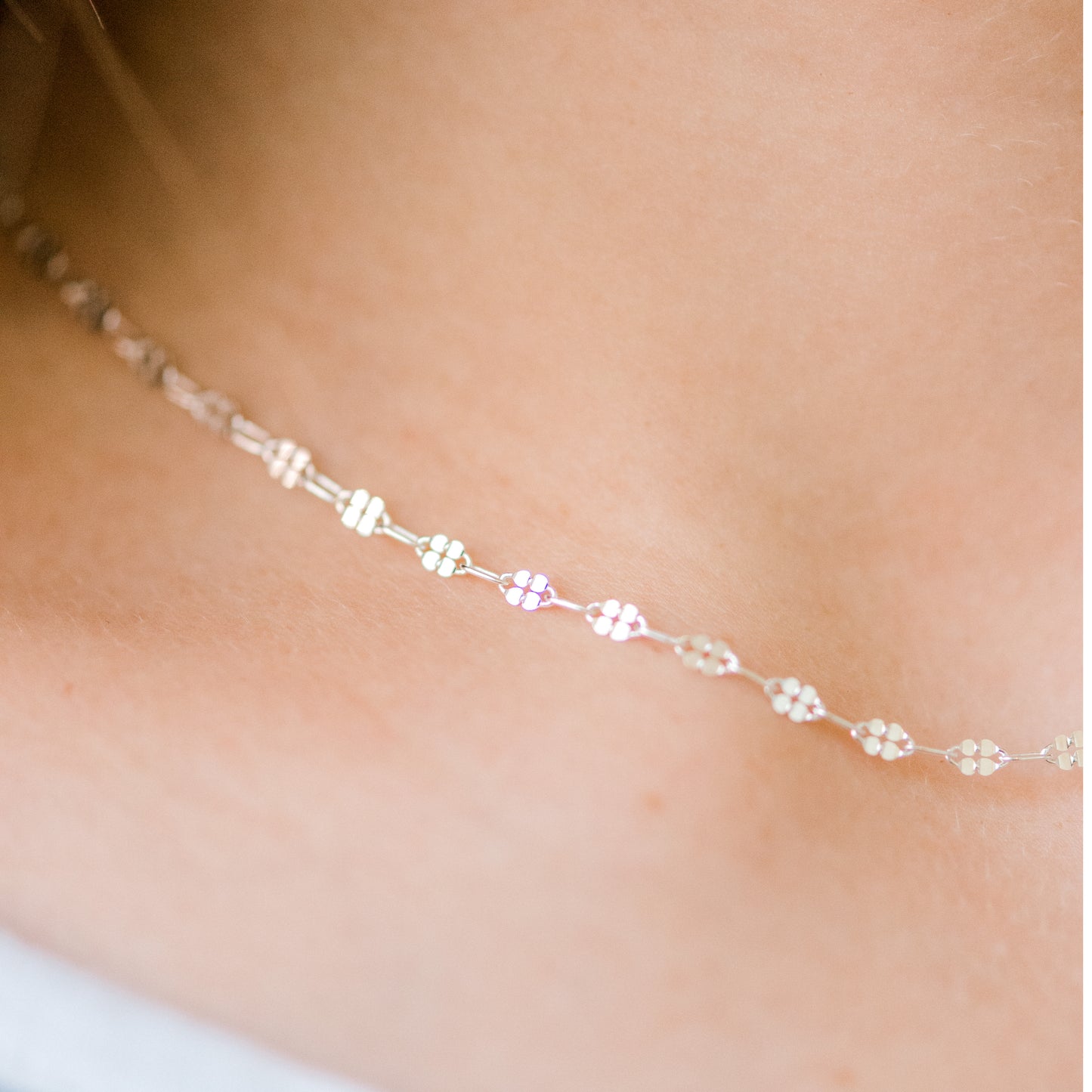 Sterling Silver Lace Chain Choker Necklace